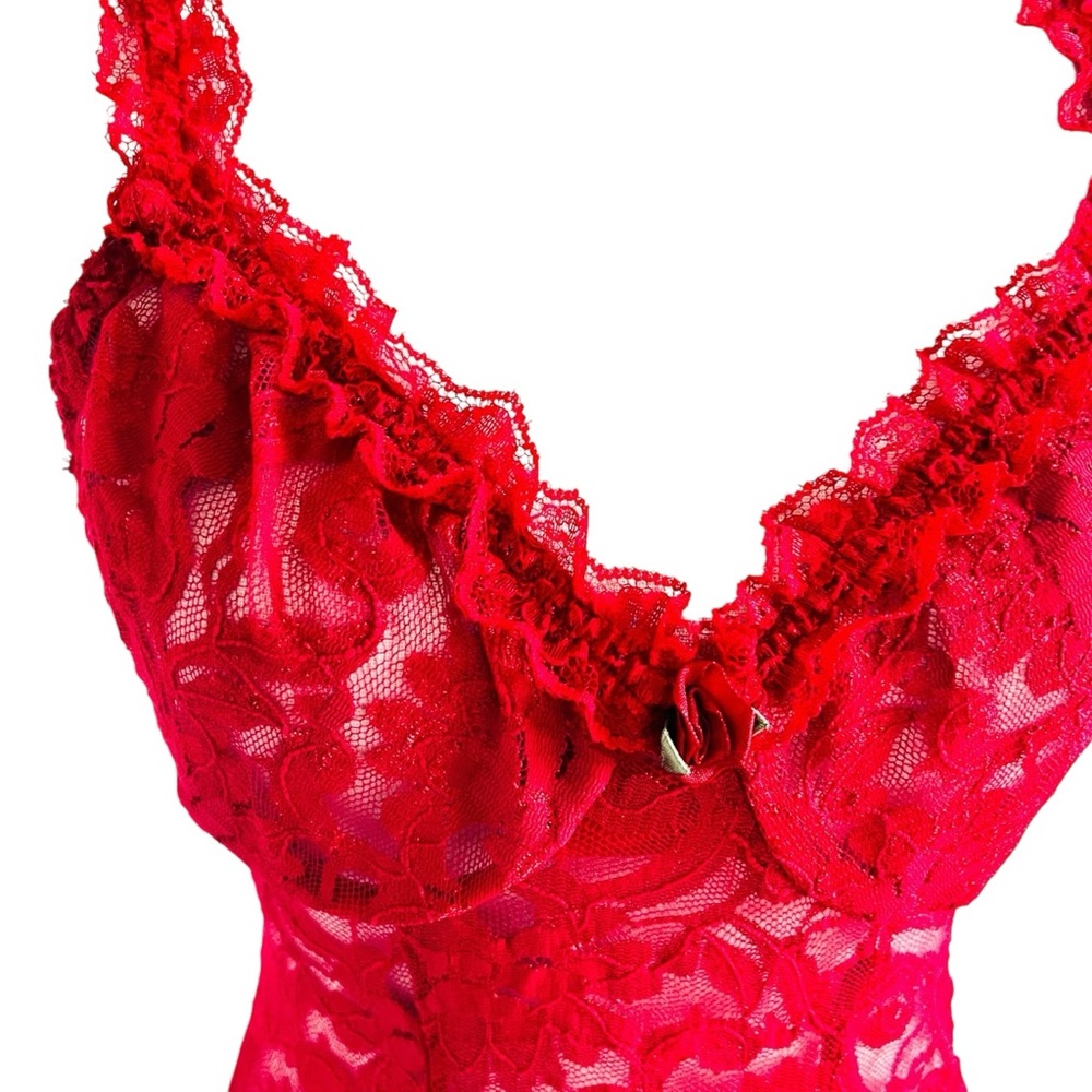 Vintage Private Luxuries Red Lace Short Lingerie